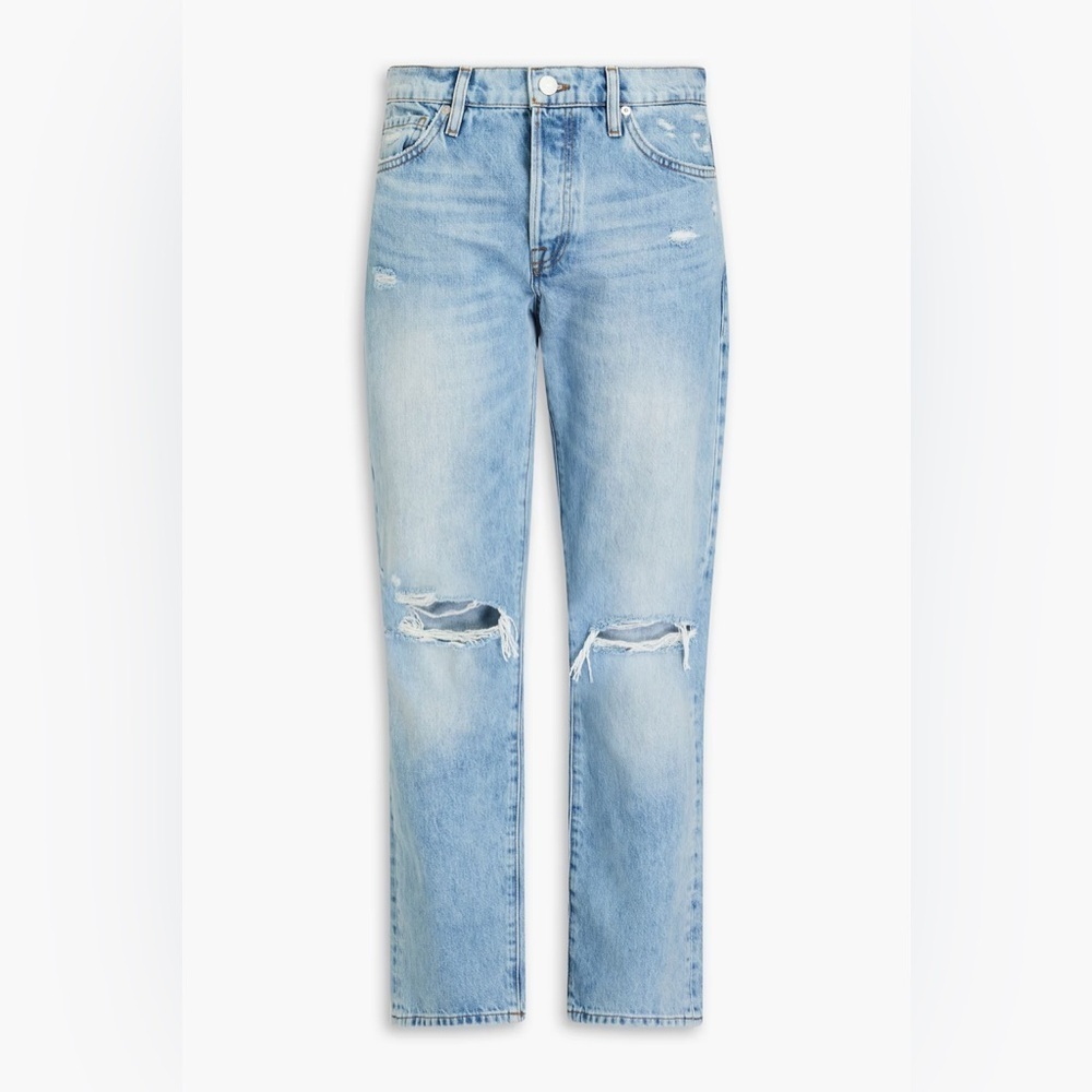 FRAME women’s distressed-finish straight-leg jeans size 24